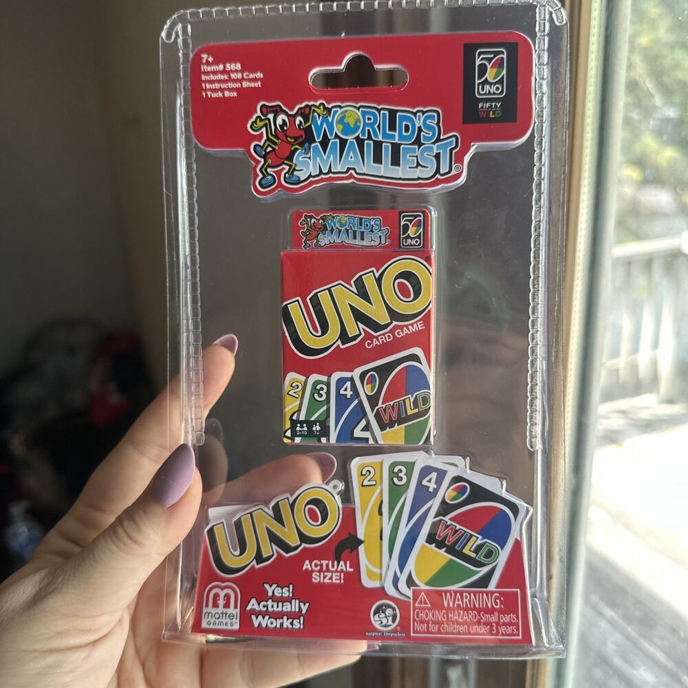World's Smallest UNO Card Game Pocket Size Miniature Game,New/Sealed.